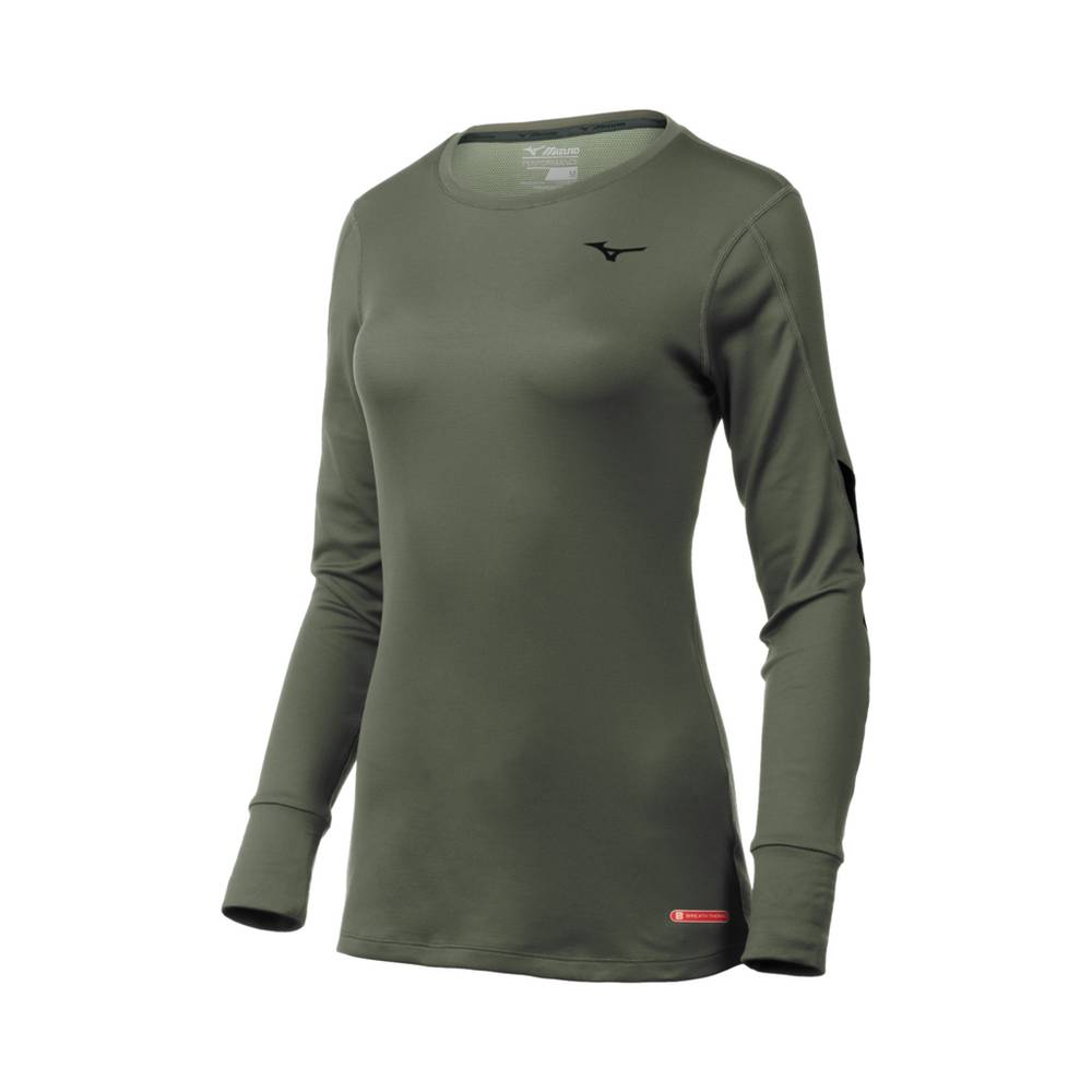 Mizuno Breath Thermo® Long Sleeve Női Base Layer Zöld AFG953481